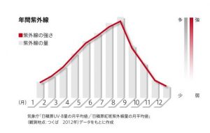 年間の紫外線量曲線